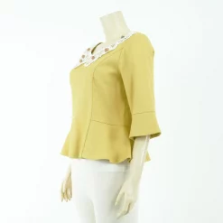 เสื้อคอรูปหัวใจ แต่งปกลูกไม้ แขนกระบอก 3 ส่วน - Image 3