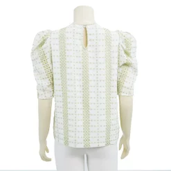 เสื้อคอกลมแขนพอง 3 ส่วนผ้าปักลายฉลุ - Image 2