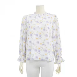 เสื้อคอตั้งแขนยาวทรงแขนพองผ้าลายดอกไม้