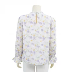 เสื้อคอตั้งแขนยาวทรงแขนพองผ้าลายดอกไม้ - Image 3