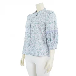 เสื้อคอตั้งแขนพอง 4 ส่วนผ้าลายดอกไม้ - Image 2