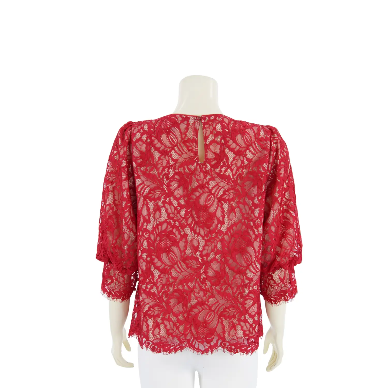 เสื้อคอปาด แขนพอง 4 ส่วน ผ้าลูกไม้ลายดอกไม้ - Image 5