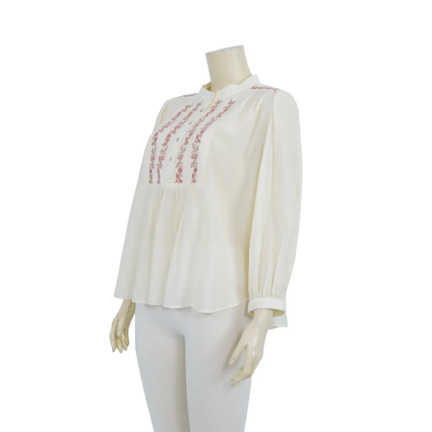 เสื้อคอจีนแขน 5 ส่วนแต่งผ้าปักลายดอกไม้ - Image 2