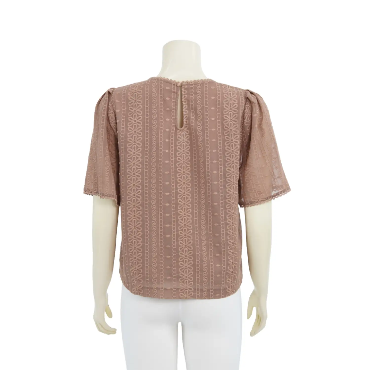 เสื้อคอกลม แขนสั้น ผ้าปักลายสไตล์วินเทจ - Image 3