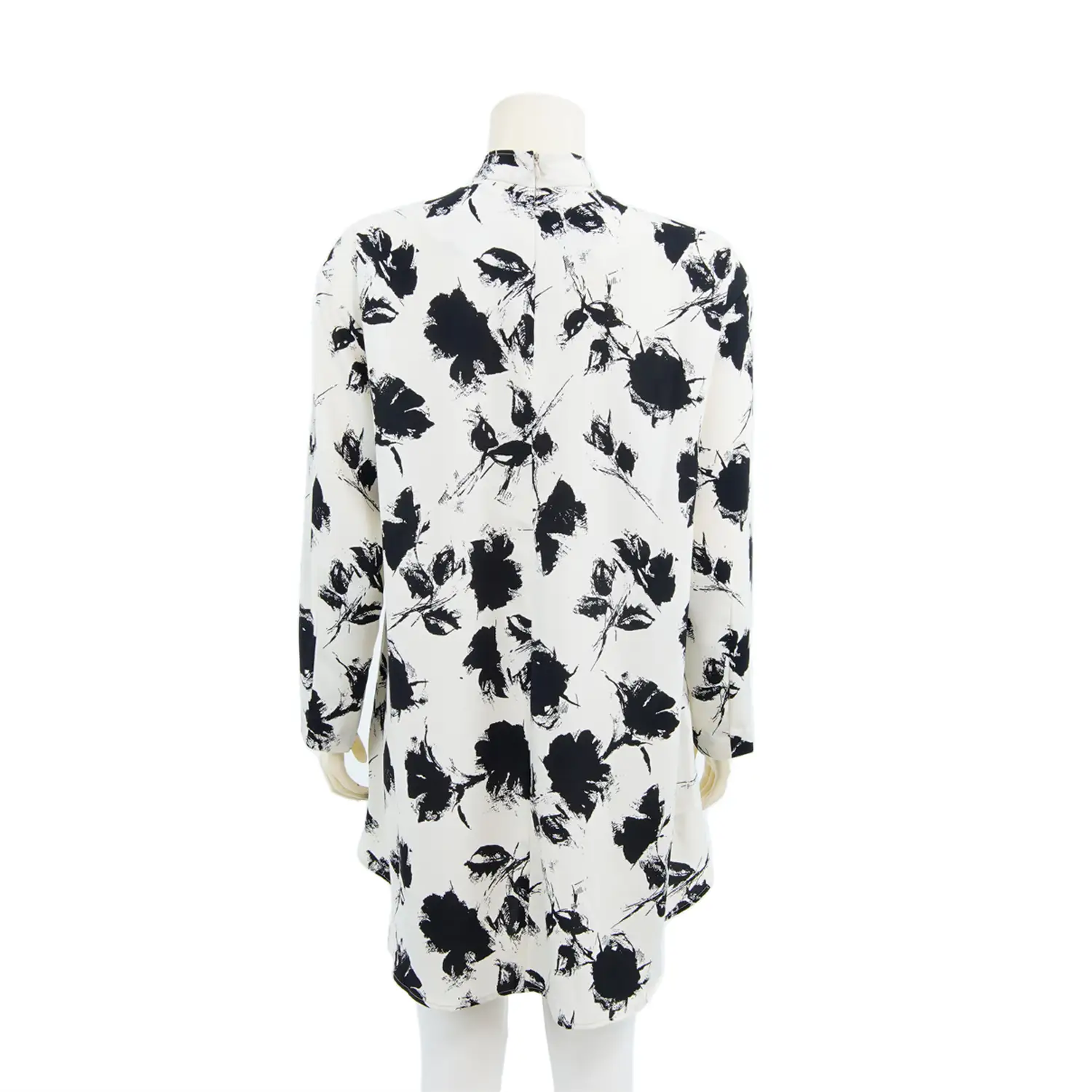 เสื้อคอถ่วง แขนยาวทรงกระบอก ผ้าลายดอกไม้ สไตล์แอบสแตรกต์ - Image 3