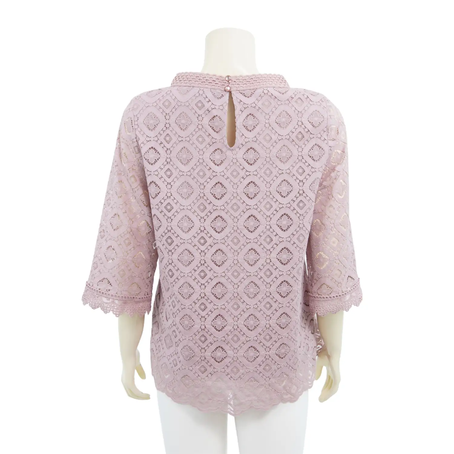 เสื้อคอตั้ง แขน 4 ส่วน ผ้าลูกไม้ลายดอกไม้ - Image 3