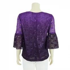 เสื้อคอปาด แขน 3 ส่วน ปลายแขนระบาย ผ้าลูกไม้แฟนซี - Image 2