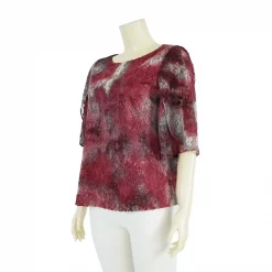 เสื้อคอปาด แขน 3 ส่วน แบบป้าย ผ้าลูกไม้แฟนซี ลายดอกกุหลาบ - Image 2