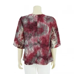 เสื้อคอปาด แขน 3 ส่วน แบบป้าย ผ้าลูกไม้แฟนซี ลายดอกกุหลาบ - Image 3