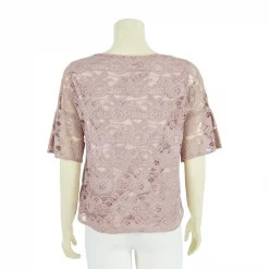 เสื้อคอปาด แขนสั้นแบบในตัว ตัดต่อเสริมระบาย ผ้าลูกไม้ฮันน่า - Image 2