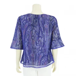 เสื้อคอปาด ปลายแขนบานยาว 3 ส่วน ผ้าตาข่ายและผ้าชีฟอง ลายกราฟิก - Image 2
