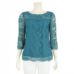 เสื้อคอกลม แขนยาว 4 ส่วน ผ้าลูกไม้แฟนซี ลายดอกไม้