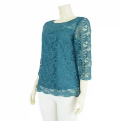 เสื้อคอกลม แขนยาว 4 ส่วน ผ้าลูกไม้แฟนซี ลายดอกไม้ - Image 2