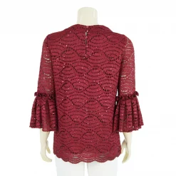 เสื้อคอตั้ง ปลายแขนกระดิ่ง 4 ส่วน ผ้าลูกไม้แฟนซี แต่งกลิตเตอร์ - Image 3