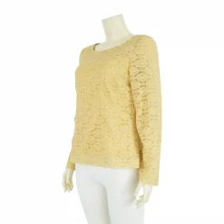 เสื้อคอกลม แขนยาวทรงกระบอก  ผ้าลูกไม้แฟนซี แต่งกลิตเตอร์ - Image 2