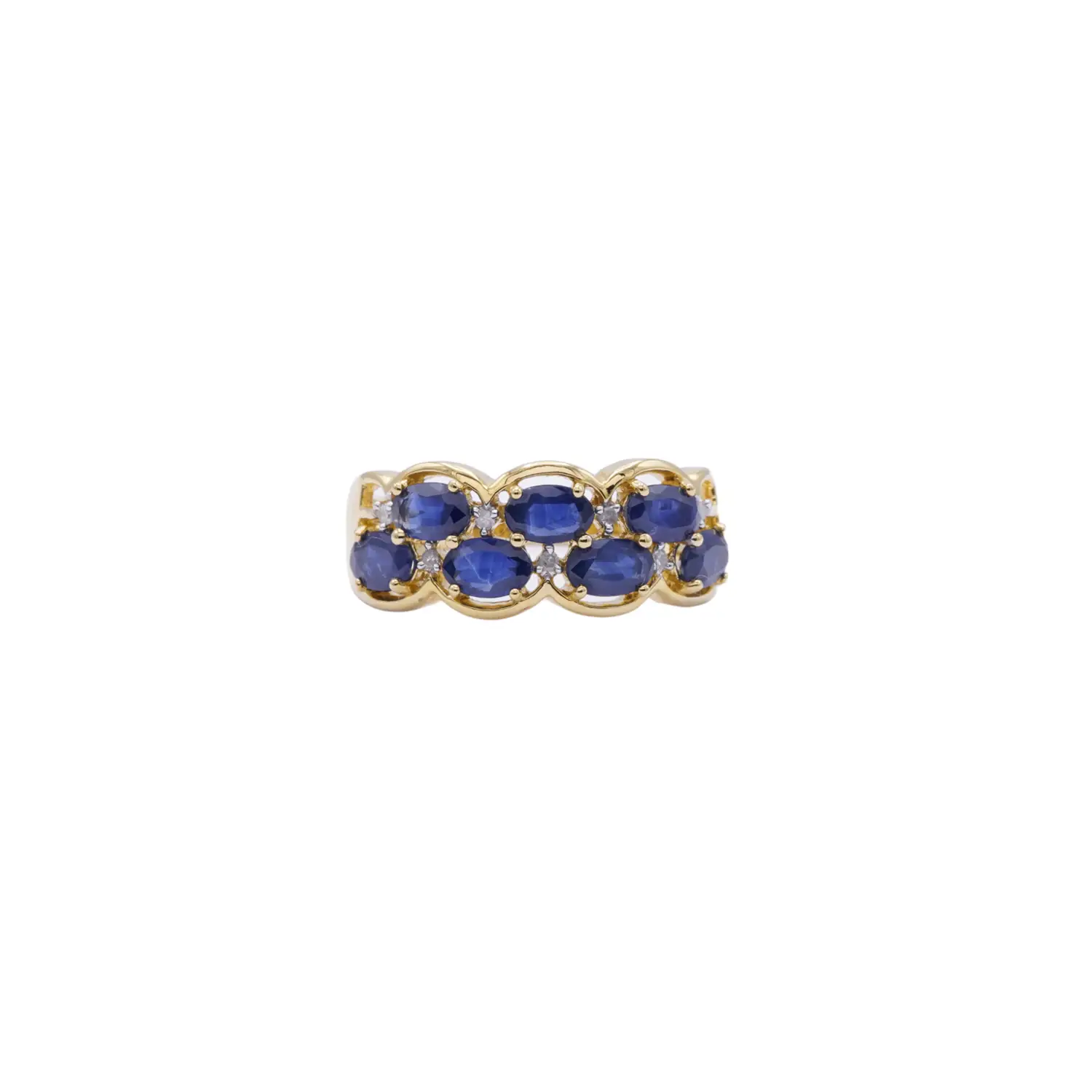 แหวนเงิน925 ชุบทอง18K ประดับไพลินและเพชรดีไซน์ Heritage Blue