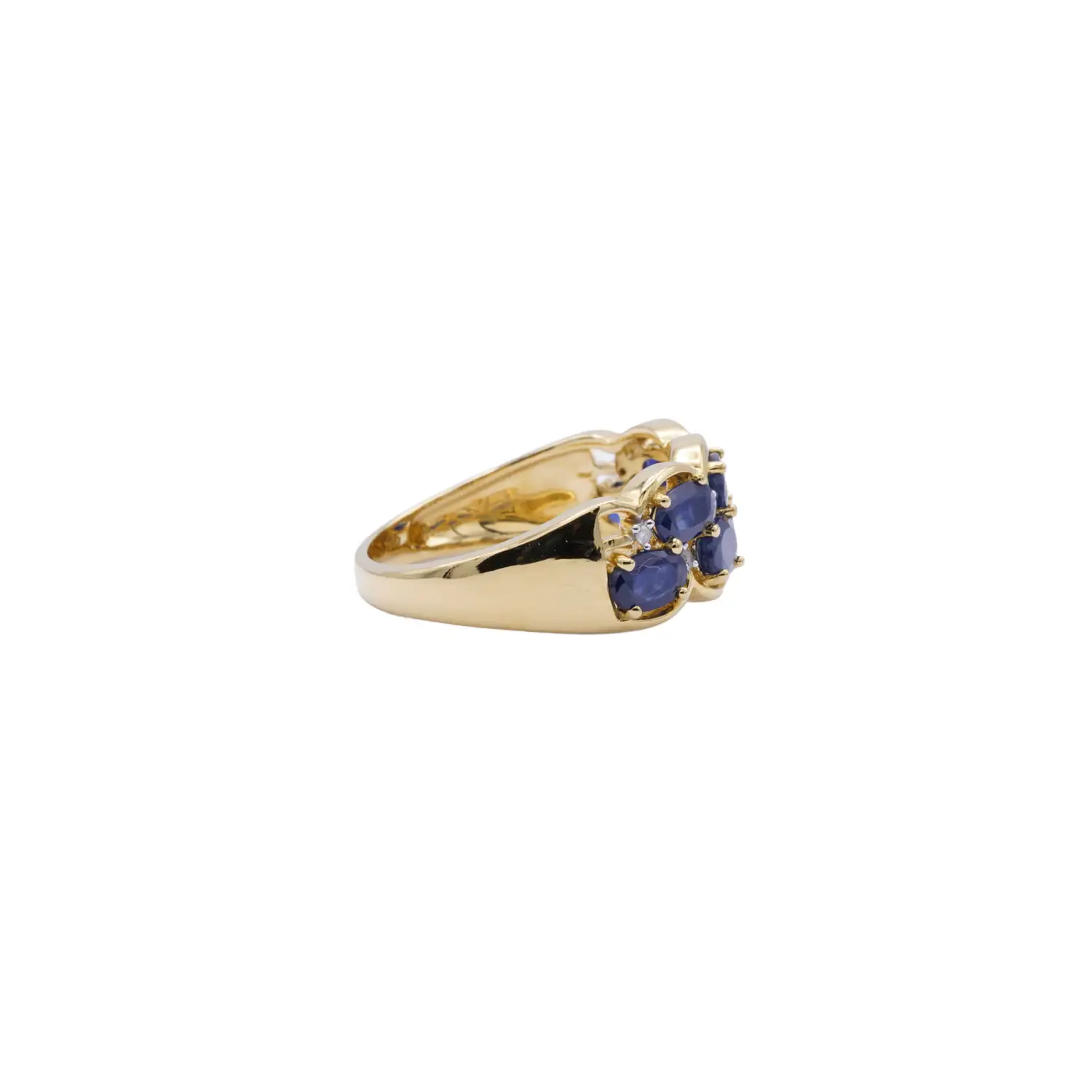 แหวนเงิน925 ชุบทอง18K ประดับไพลินและเพชรดีไซน์ Heritage Blue - Image 3