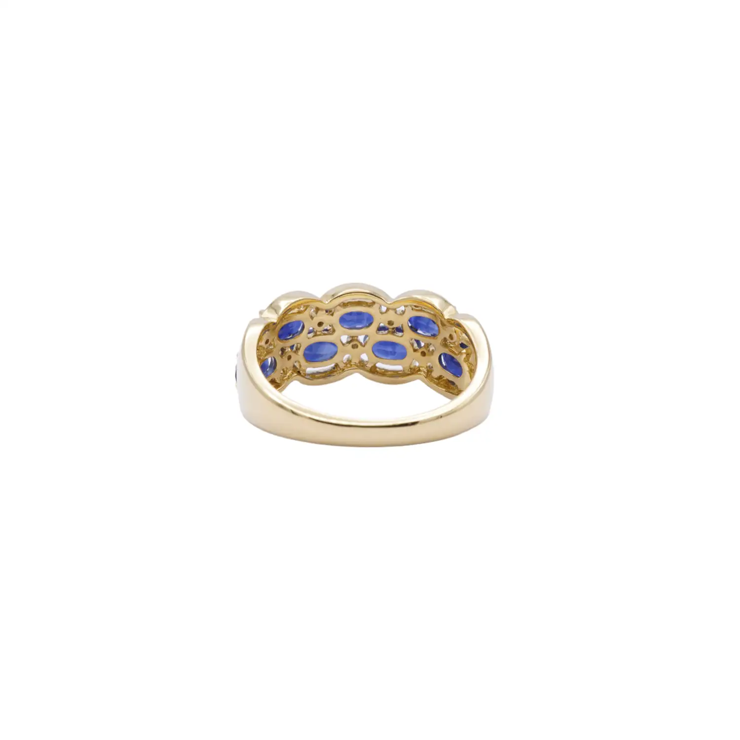 แหวนเงิน925 ชุบทอง18K ประดับไพลินและเพชรดีไซน์ Heritage Blue - Image 4