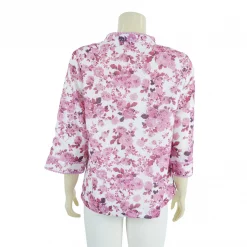 เสื้อคอจีน แต่งเทปลูกไม้ แขน 4 ส่วน ผ้าปักฉลุลาย และพิมพ์ลายดอกไม้ - Image 3