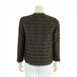 เสื้อสตรีคอกลม ผ่าหน้า แขน 4 ส่วน ผ้าทวีดทอลายแต่งเลื่อม - Image 3