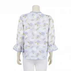 เสื้อคอกลม แขนพอง รูดปลายแขนกระดิ่ง ผ้าเบิร์นเอ้าท์ ลายดอกไม้ - Image 3