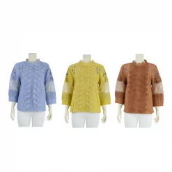 เสื้อคอตั้งแขน 4 ส่วน ผ้าลินินแต่งผ้าลูกไม้และลายปัก