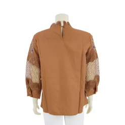 เสื้อคอตั้งแขน 4 ส่วน ผ้าลินินแต่งผ้าลูกไม้และลายปัก - Image 6