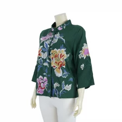 เสื้อคอจีนแขน 4 ส่วน ผ้าลินินปักลายดอกไม้ - Image 4