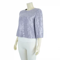 เสื้อคอกลม  แขน 4 ส่วน  ผ้าลูกไม้แต่งเลื่อม - Image 2