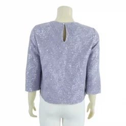 เสื้อคอกลม  แขน 4 ส่วน  ผ้าลูกไม้แต่งเลื่อม - Image 3