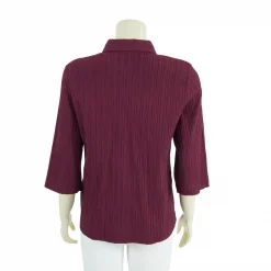 เสื้อเชิ้ต แขน 4 ส่วน ผ้าพลีทสีแดง - Image 3