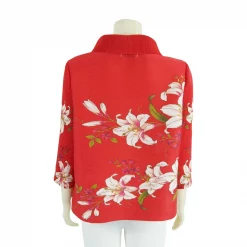 เสื้อคอปก แขน 3 ส่วน ผ้าอัดพลีทลายดอกไม้ - Image 6