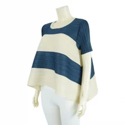 เสื้อคอกลม แขนสั้น ผ้าอัดพลีทลายขวาง - Image 4
