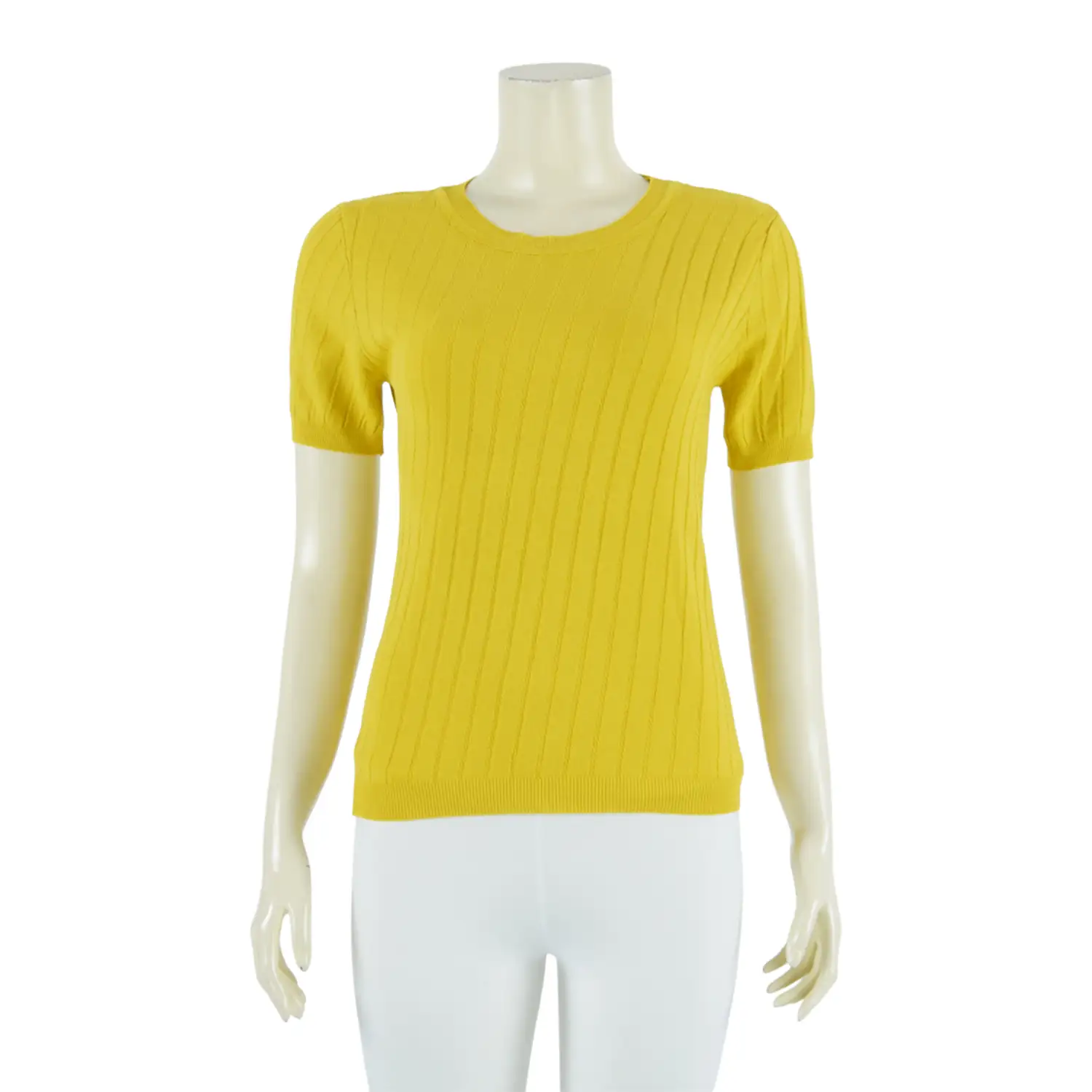 เซตเสื้อคอกลม แขนกระบอกสั้น ปลายแขนจั๊ม ผ้านิตติ้ง 2 ตัว - Image 3