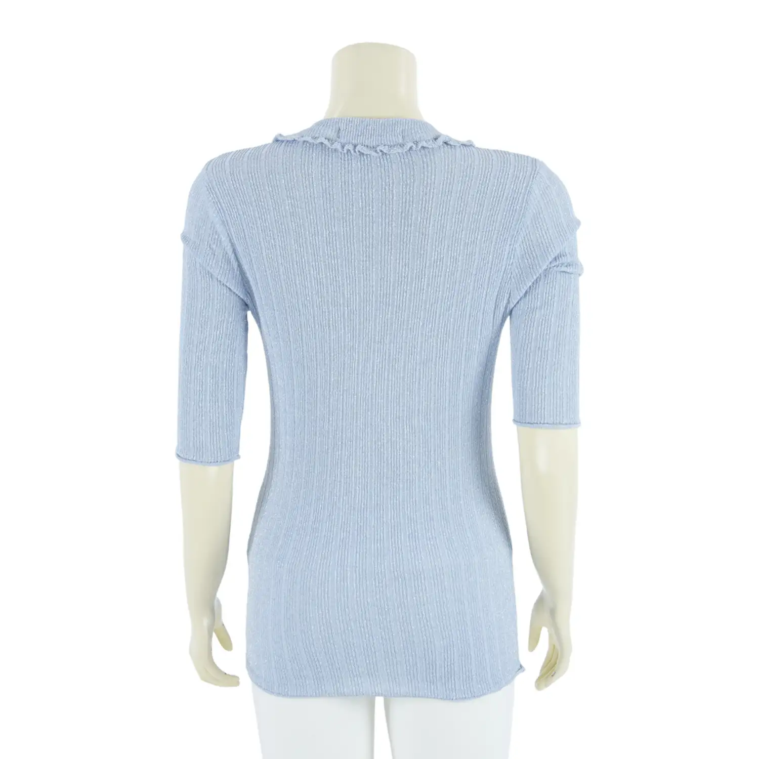 เซตเสื้อคอวี แขนกระบอก 4 ส่วน ผ้านิตติ้ง เมแทลลิก 2 ตัว - Image 5