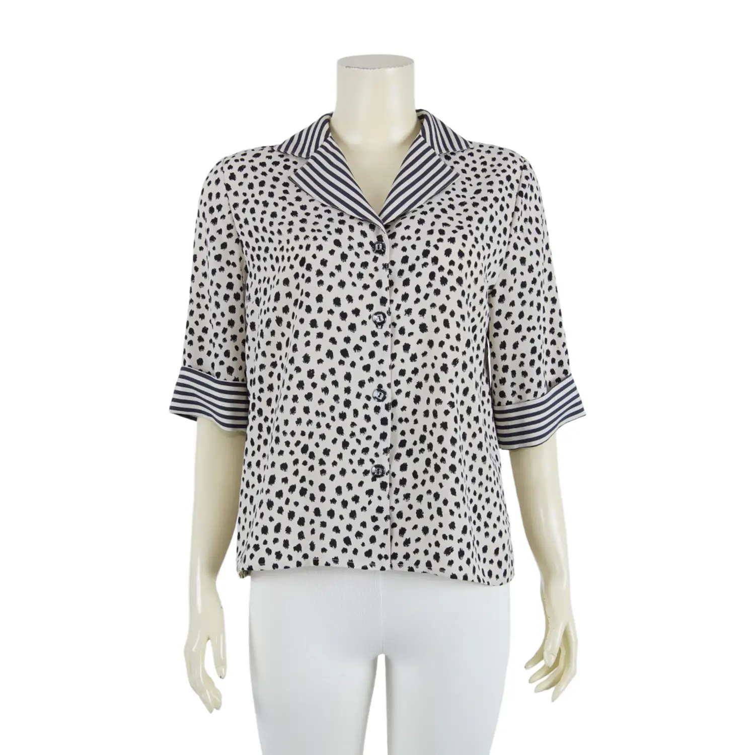 เสื้อเชิ้ตคอปกฮาวาย แขนสั้น ผ้าพีชสกินลายเสือชีตาห์
