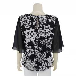 เสื้อคอปาด แขนบาน 3 ส่วน ผ้าลูกไม้ราเชล ลายดอกไม้ - Image 2