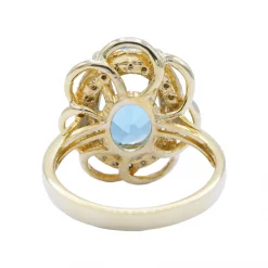แหวนเงิน925 ชุบทอง18K ประดับโทแพซสีฟ้าและเพชร CZ - Image 4