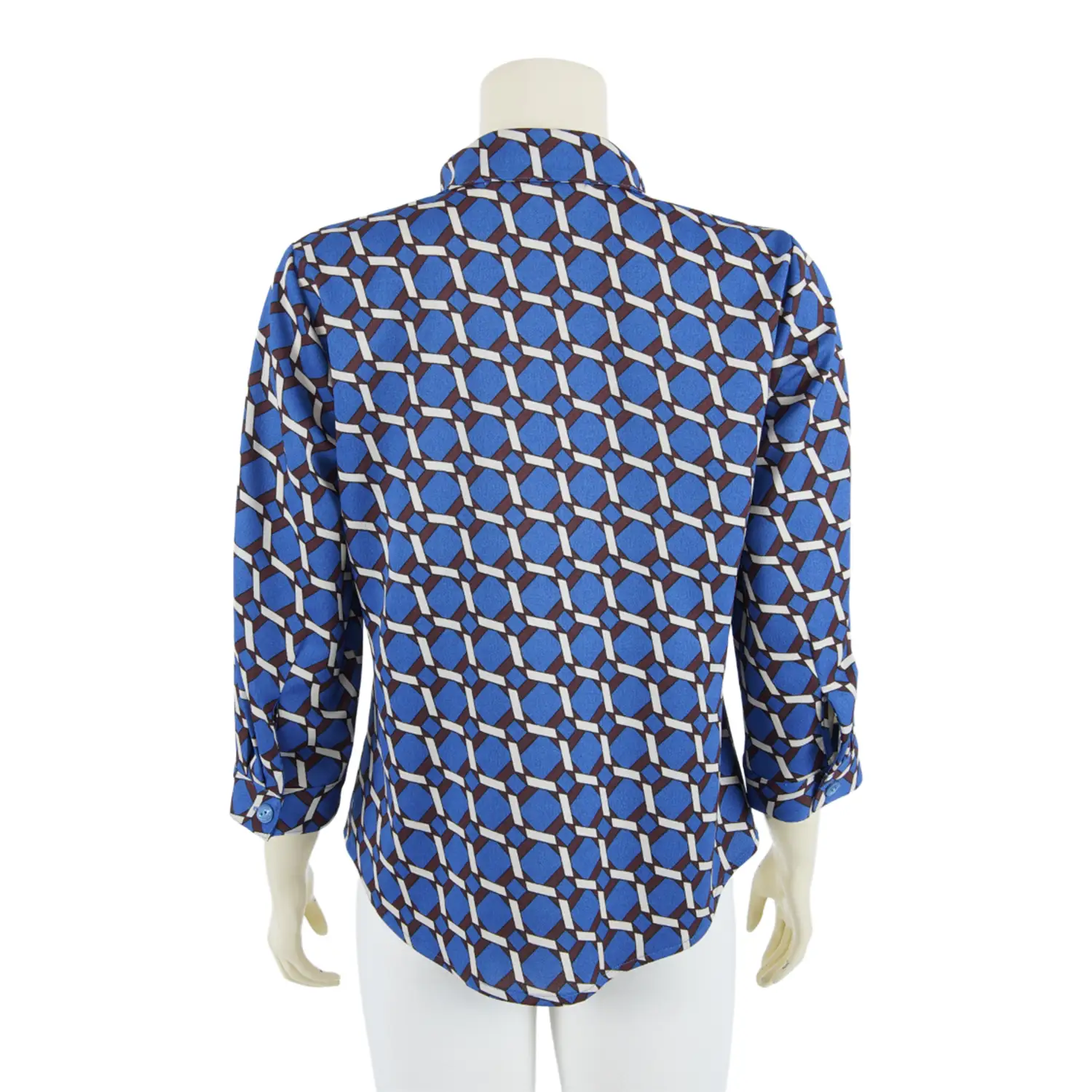 เสื้อเชิ้ตปลายปกมน แขน 4 ส่วน ผ้าลายตาข่าย - Image 2