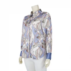เสื้อเชิ้ต  แขนกระบอกยาว ผ้าลายเชือกโซ่ และเข็มขัด - Image 2