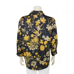 เสื้อเชิ้ต  แขนกระบอก 5 ส่วน เสริมขอบแขน ผ้าลายดอกไม้และใบไม้ - Image 3