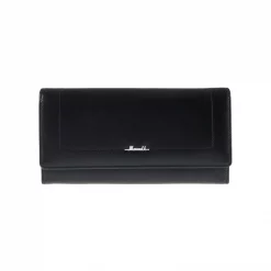 กระเป๋าสตางค์หนังวัว ปั๊มลาย Saffiano แบบยาว ดีไซน์ฝาปิดกระดุมแม่เหล็ก - Image 3
