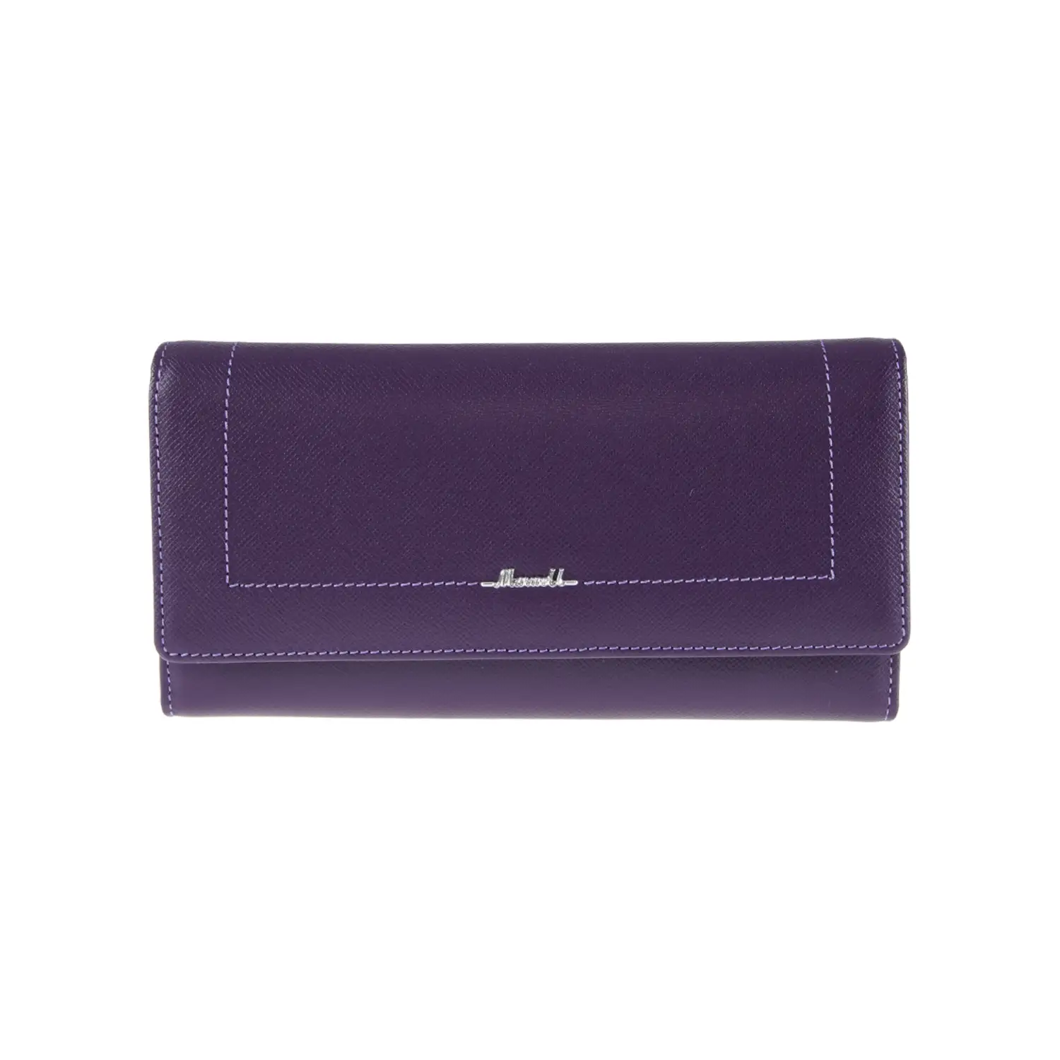 กระเป๋าสตางค์หนังวัว ปั๊มลาย Saffiano แบบยาว ดีไซน์ฝาปิดกระดุมแม่เหล็ก - Image 5