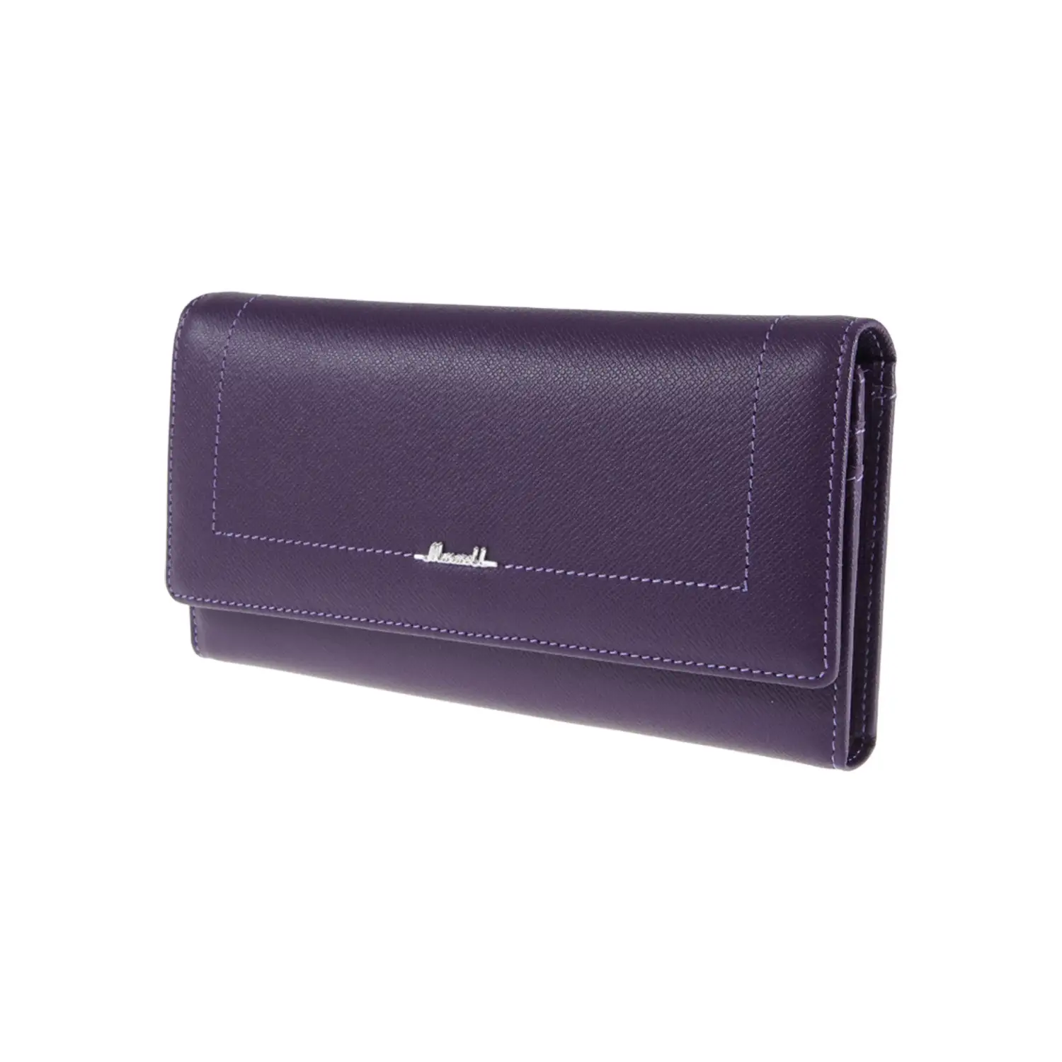 กระเป๋าสตางค์หนังวัว ปั๊มลาย Saffiano แบบยาว ดีไซน์ฝาปิดกระดุมแม่เหล็ก - Image 6
