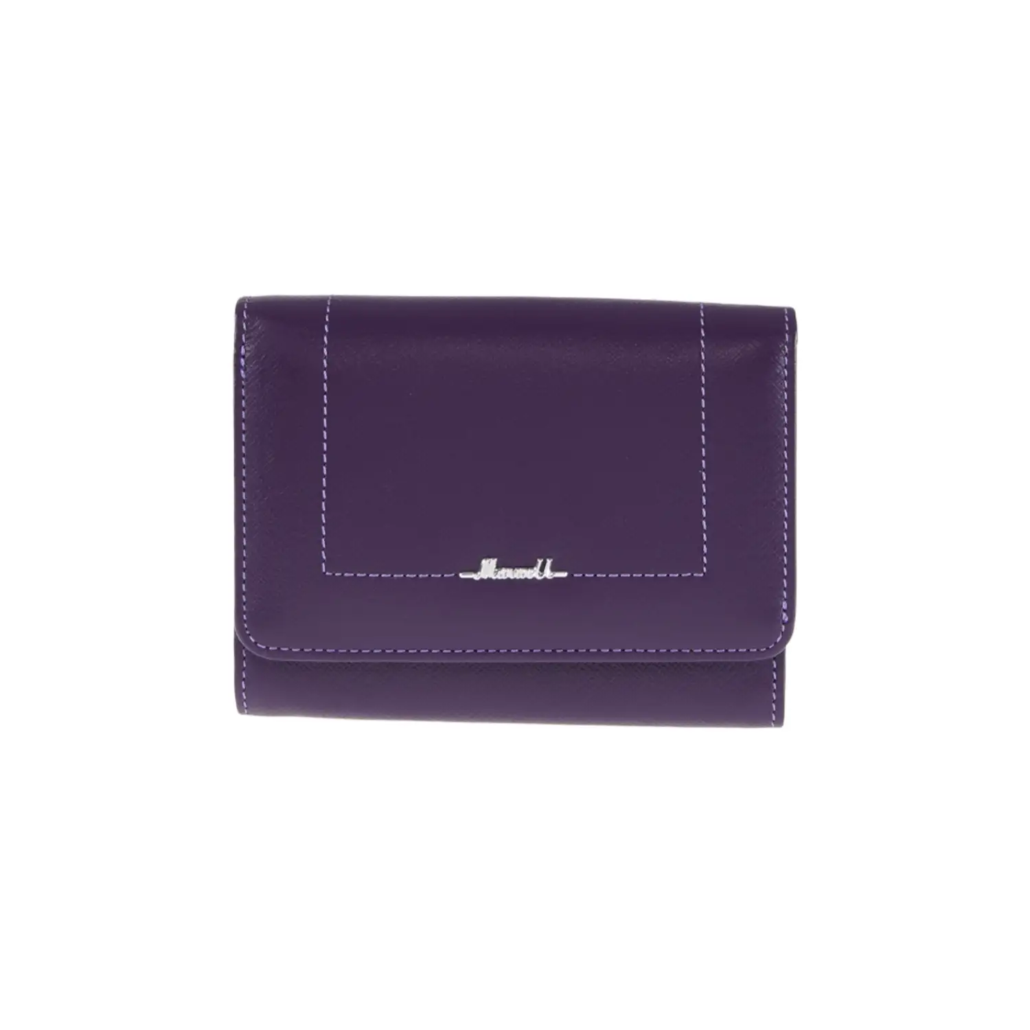 กระเป๋าสตางค์หนังวัว ปั๊มลาย Saffiano แบบสั้น ดีไซน์ฝาปิดกระดุมแม่เหล็ก - Image 3