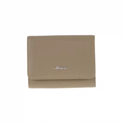 กระเป๋าสตางค์หนังวัว ปั๊มลาย Saffiano แบบสั้น ดีไซน์ฝาปิดกระดุมแม่เหล็ก - Image 4