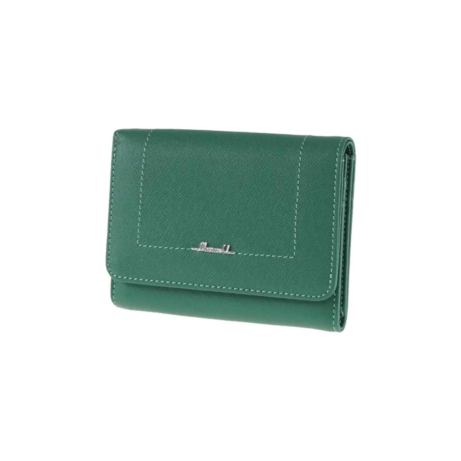 กระเป๋าสตางค์หนังวัว ปั๊มลาย Saffiano แบบสั้น ดีไซน์ฝาปิดกระดุมแม่เหล็ก - Image 6