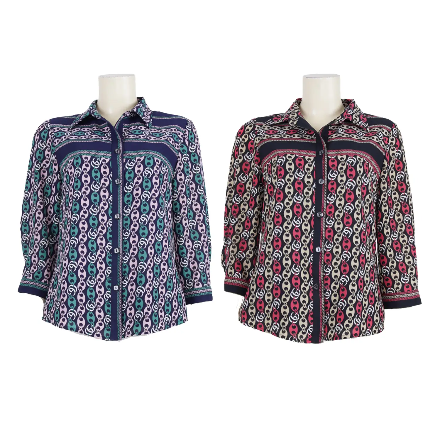 เสื้อเชิ้ต แขน 4 ส่วน ลายสร้อยและโซ่