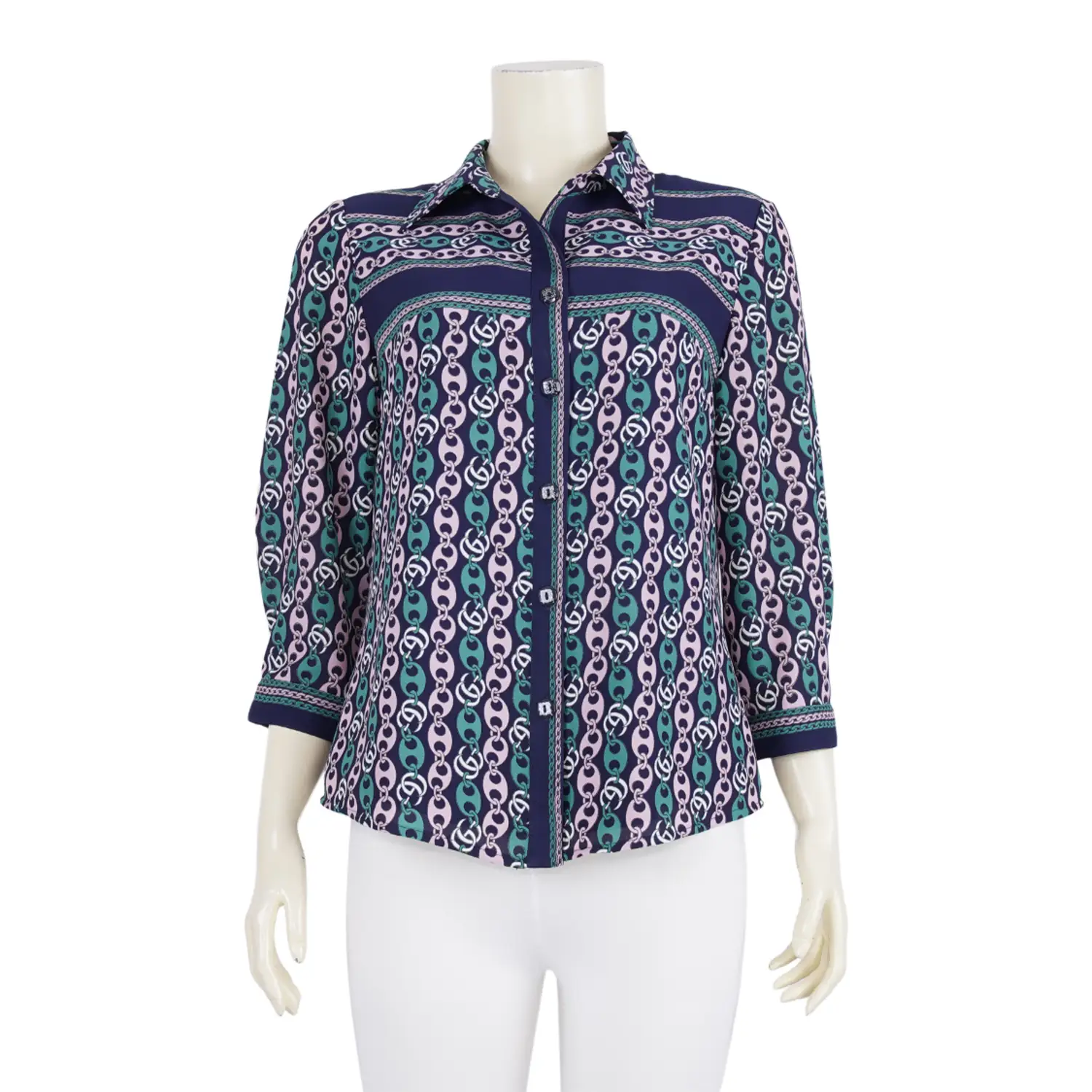 เสื้อเชิ้ต แขน 4 ส่วน ลายสร้อยและโซ่ - Image 2