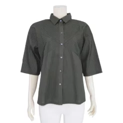 เสื้อเชิ้ตแขน 3 ส่วน ผ้าตีเกล็ดผสม